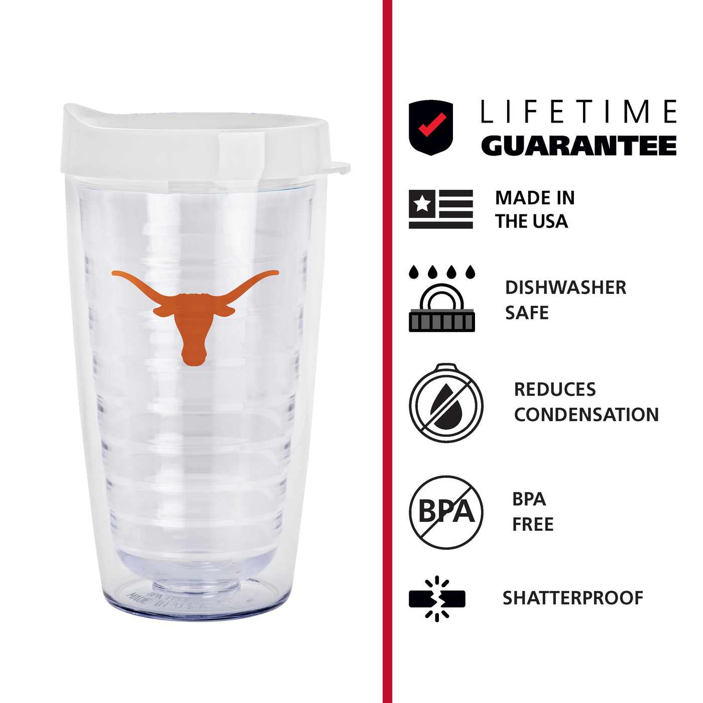 Texas 16oz Flipside Dbl Wall Clear Tumbler