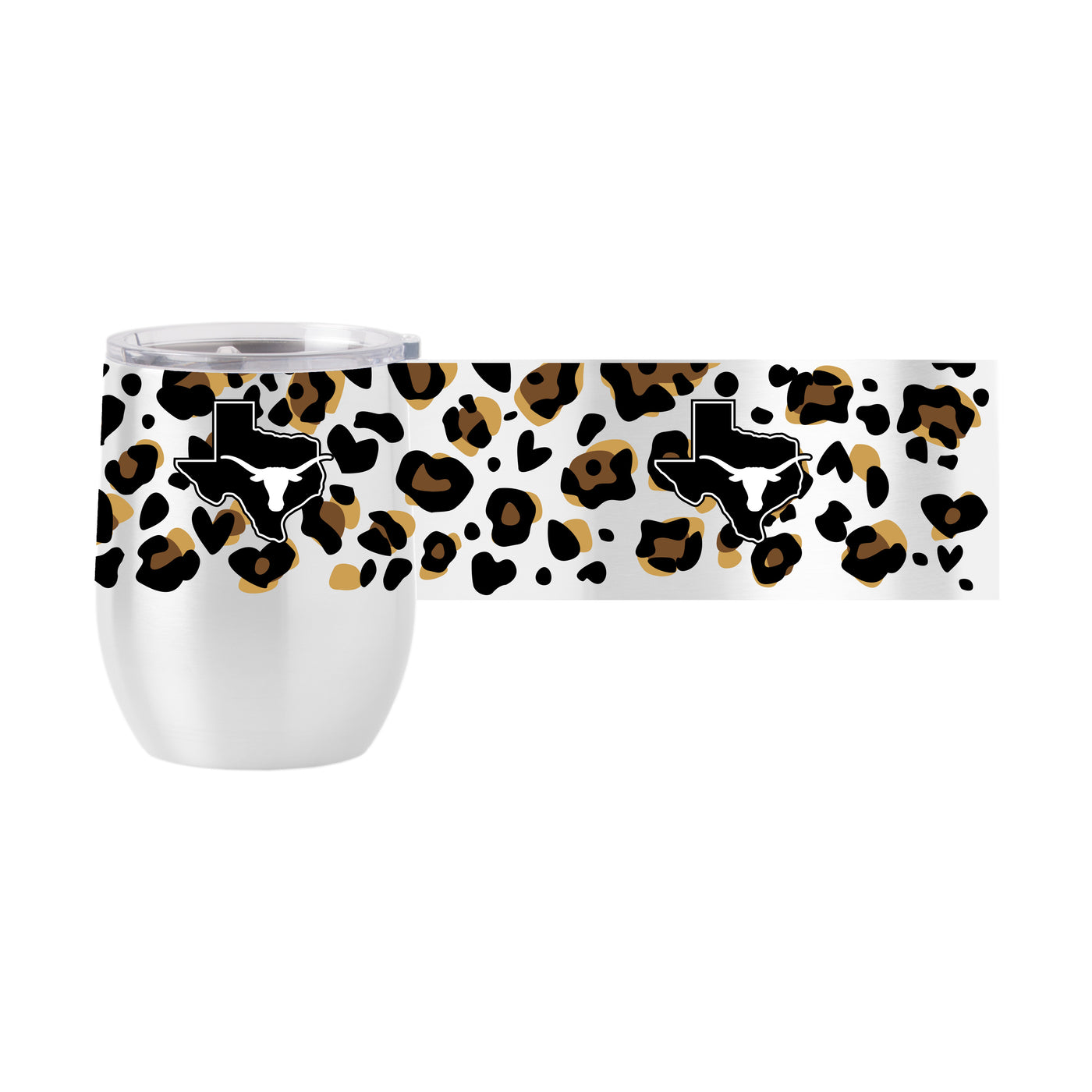 Texas 16oz Neutral Leopard Stainless Curved Beverage