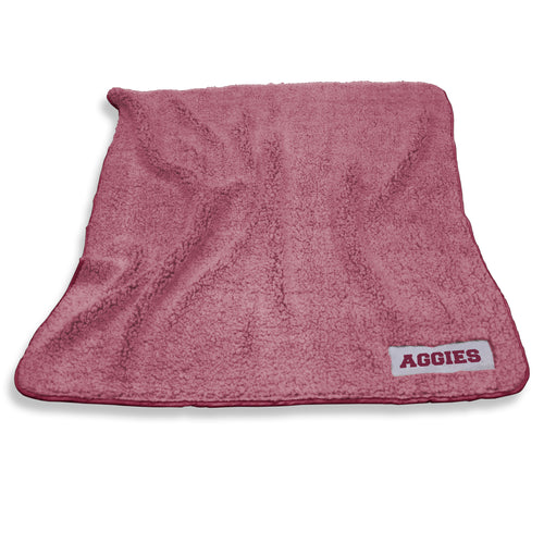 Texas A&M Frosty Fleece blanket by Logo Brands, featuring the university's colors and logo on soft, cozy fleece fabric.