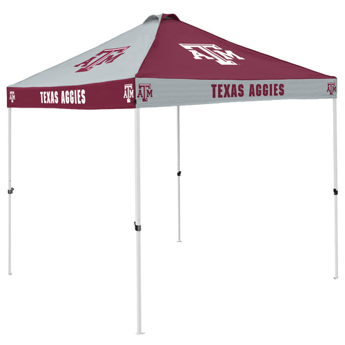 Texas A&M Checkerboard Canopy shelter by Logo Brands, featuring a vibrant red and gray checkered pattern for outdoor shade.