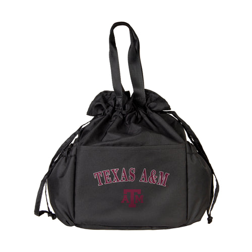 Texas A&M drawstring lunch cooler by Logo Brands, eco-friendly insulated cooler bag with Texas A&M logo and adjustable drawstring closure.