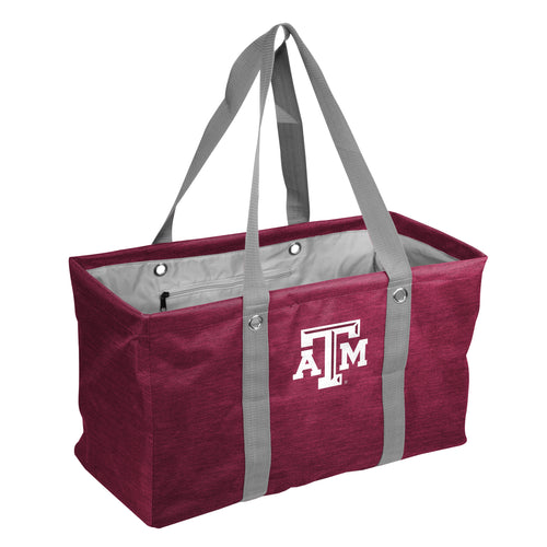 Texas A&M Crosshatch Picnic Caddy bag by Logo Brands with handles and crosshatch pattern, designed for outdoor picnics and outings.