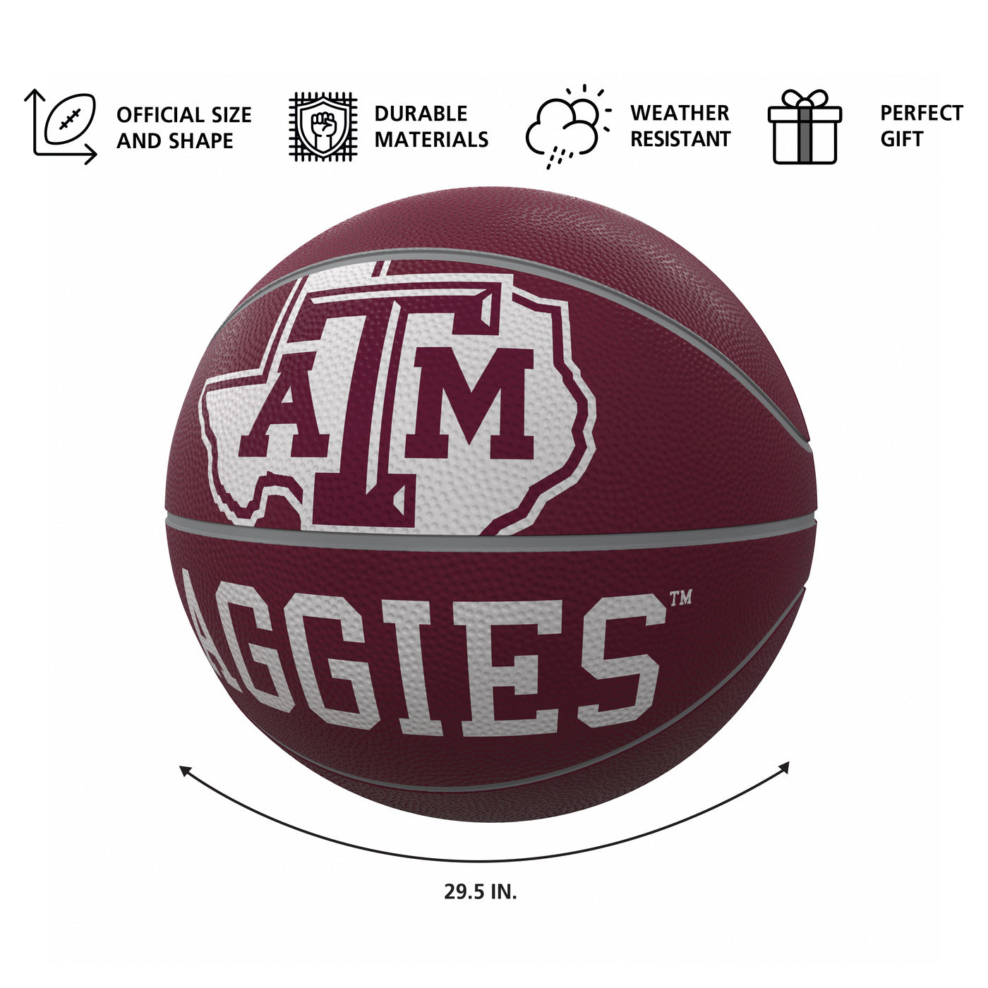 Texas A&M Mascot Official-Size Rubber Basketball