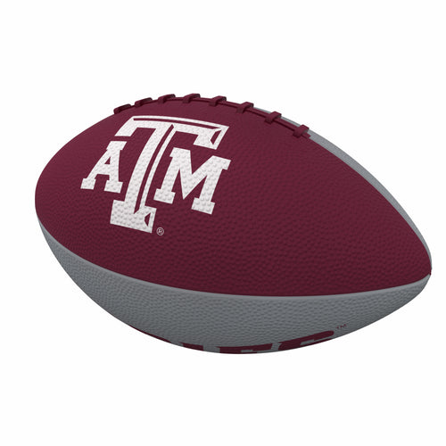 Junior size rubber football with Texas A&M logo and pinwheel design, perfect for recreation and outdoor play.
