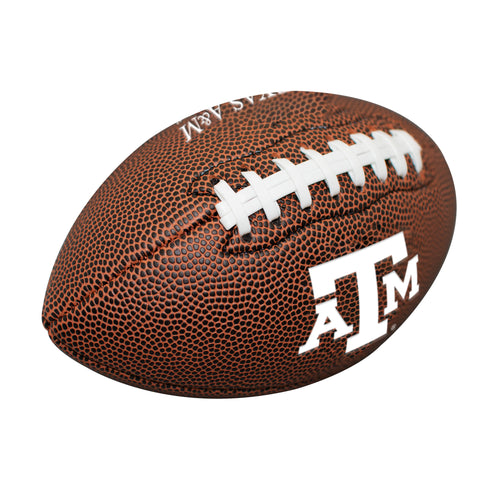 Mini Texas A&M composite football by Logo Brands, featuring team colors and logo, perfect for recreation and display.