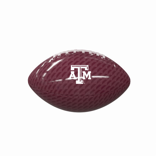 Mini glossy Texas A&M football by Logo Brands, perfect for recreation and display, featuring the team's logo and vibrant colors.