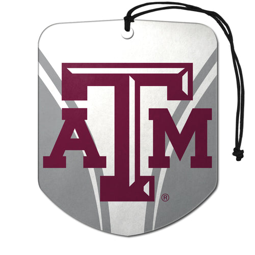 Texas A&M University auto air freshener 2-pack by Logo Brands, featuring Texas A&M logo and branding on car scent fresheners.