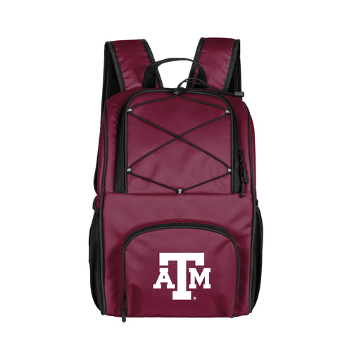 Texas A&M 24-can flex backpack cooler by Logo Brands, featuring a branded design and adjustable straps for easy carrying.