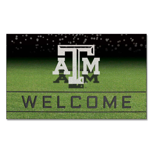 Texas A&M University crumb rubber door mat with the university logo, durable mat for indoor or outdoor use.