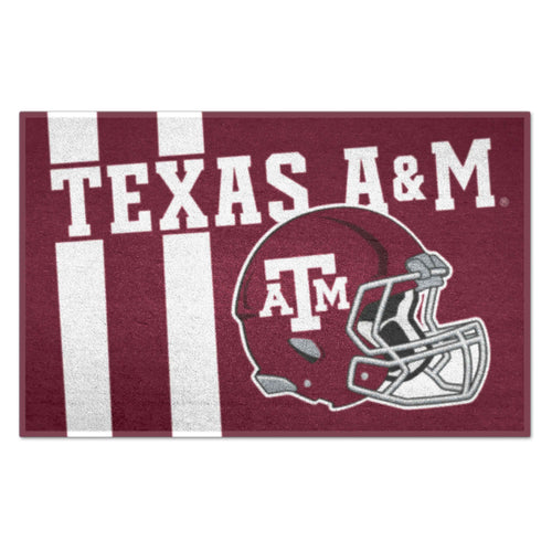 Texas A&M University starter mat with uniform design by Logo Brands, featuring the school's logo and colors on a durable mat.