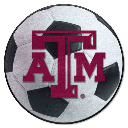 Texas A&M University soccer ball mat by Logo Brands, featuring a detailed soccer ball design on a durable mat surface.