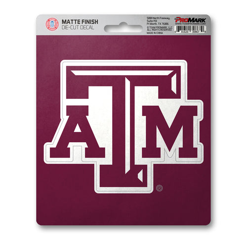 Texas A&M University matte decal by Logo Brands featuring the university logo on a clear adhesive decal.