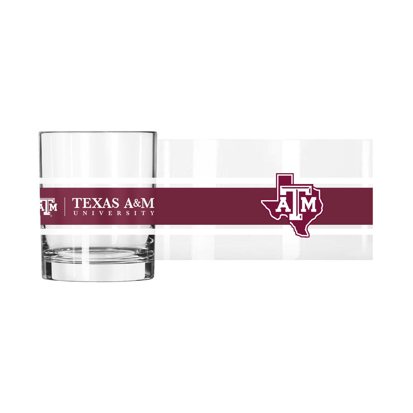 Texas A&M 14oz Stripe Rocks Glass