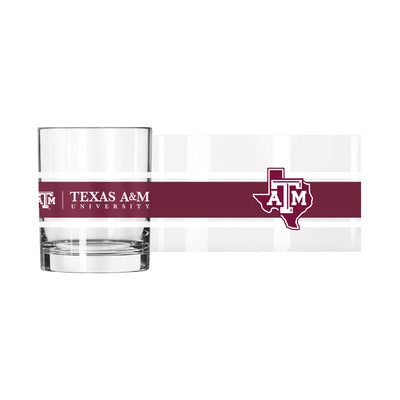 Texas A&M 14oz Stripe Rocks Glass