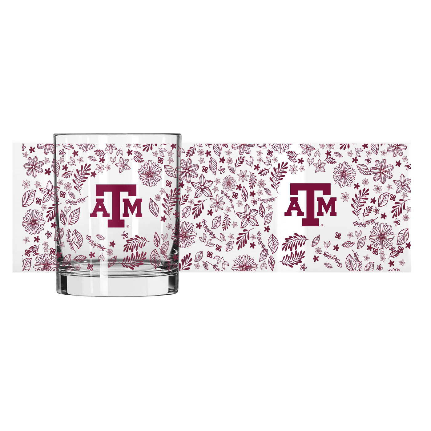 Texas A&M 14oz Botanical Rocks Glass