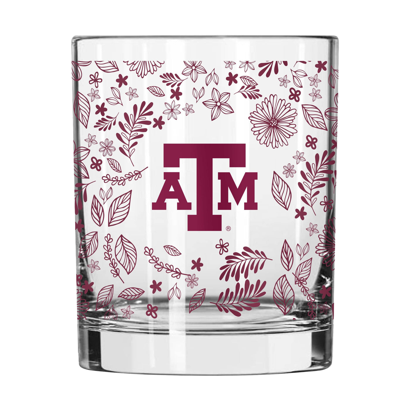 Texas A&M 14oz Botanical Rocks Glass