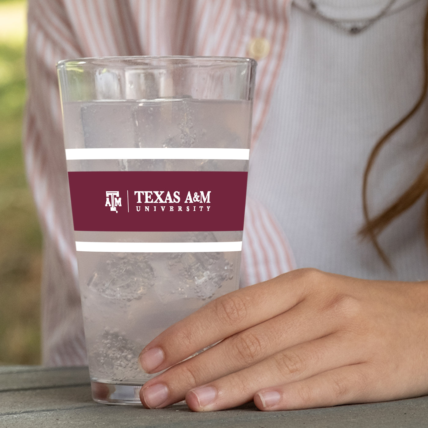 Texas A&M 16oz Stripe Pint Glass - Logo Brands