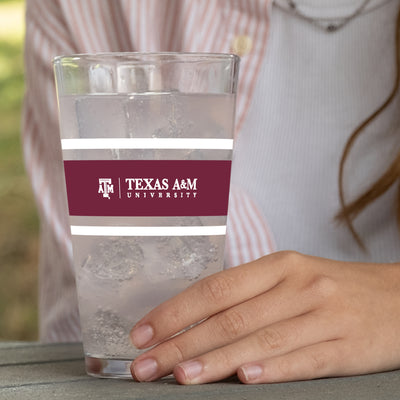 Texas A&M 16oz Stripe Pint Glass - Logo Brands