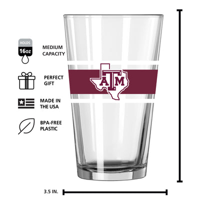 Texas A&M 16oz Stripe Pint Glass - Logo Brands