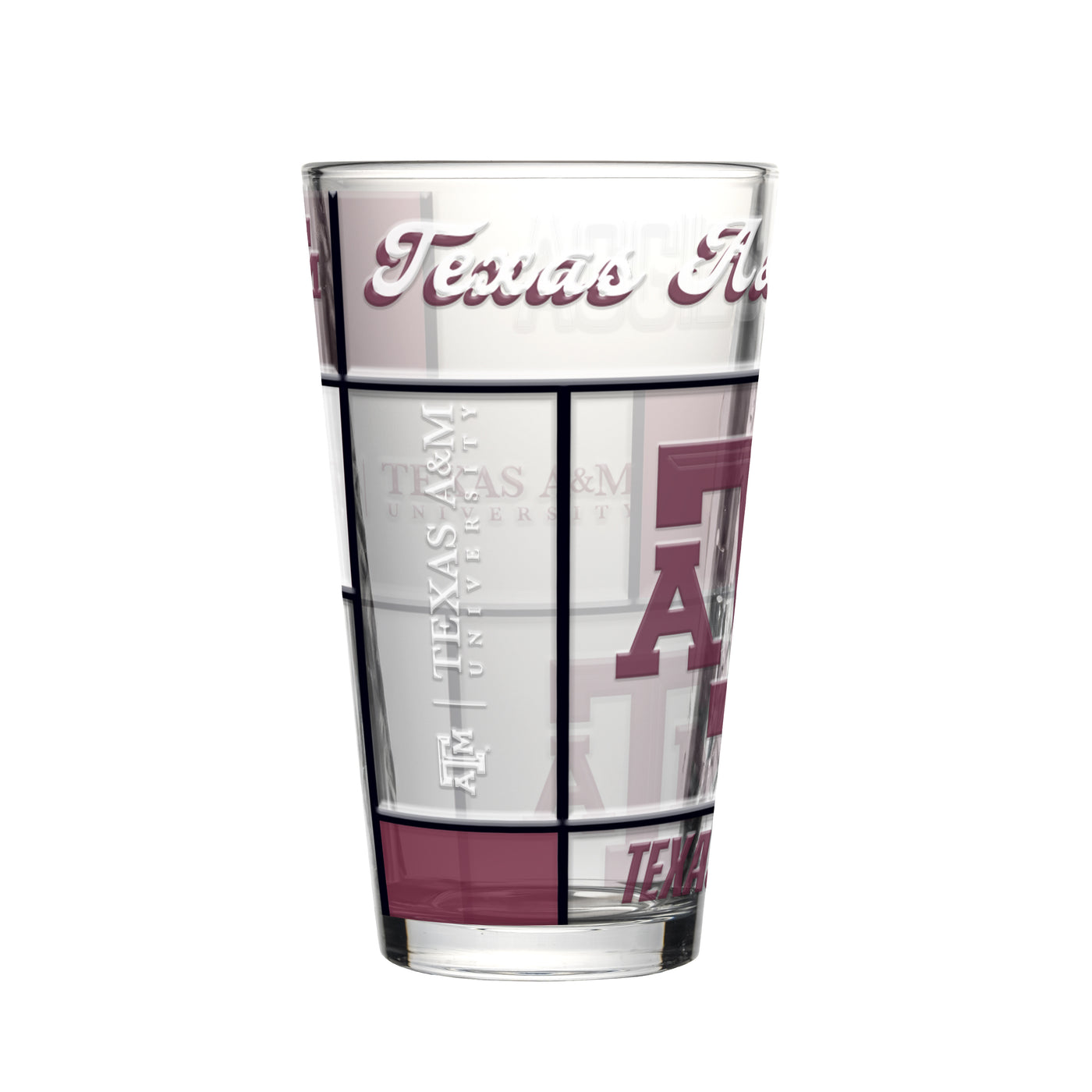 Texas A&M 16oz Quilted Stained Pint Glass