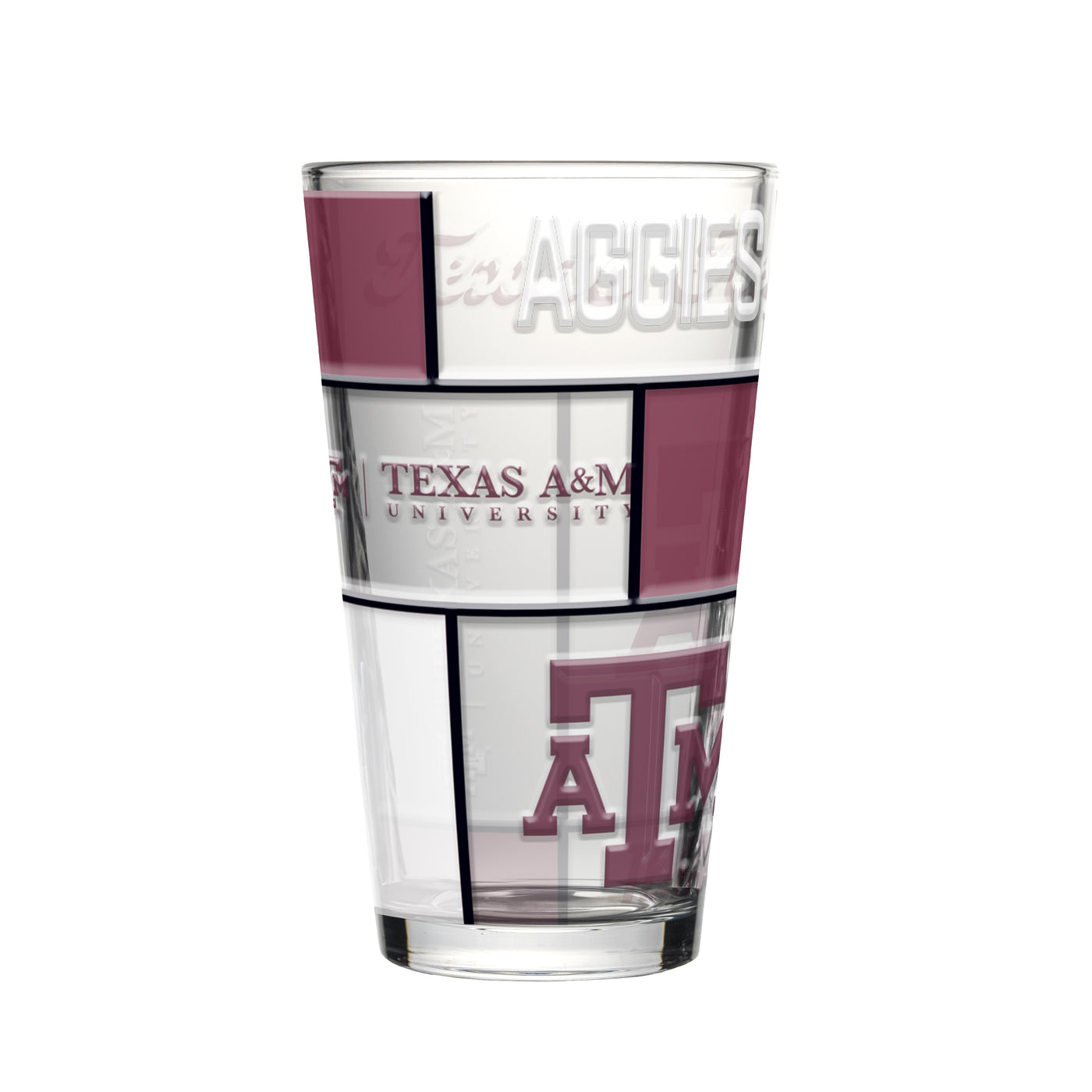 Texas A&M 16oz Quilted Stained Pint Glass