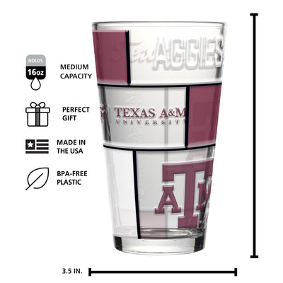 Texas A&M 16oz Quilted Stained Pint Glass