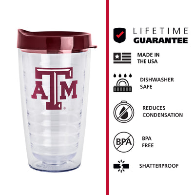 Texas A&M 16oz Flipside Dbl Wall Clear Tumbler