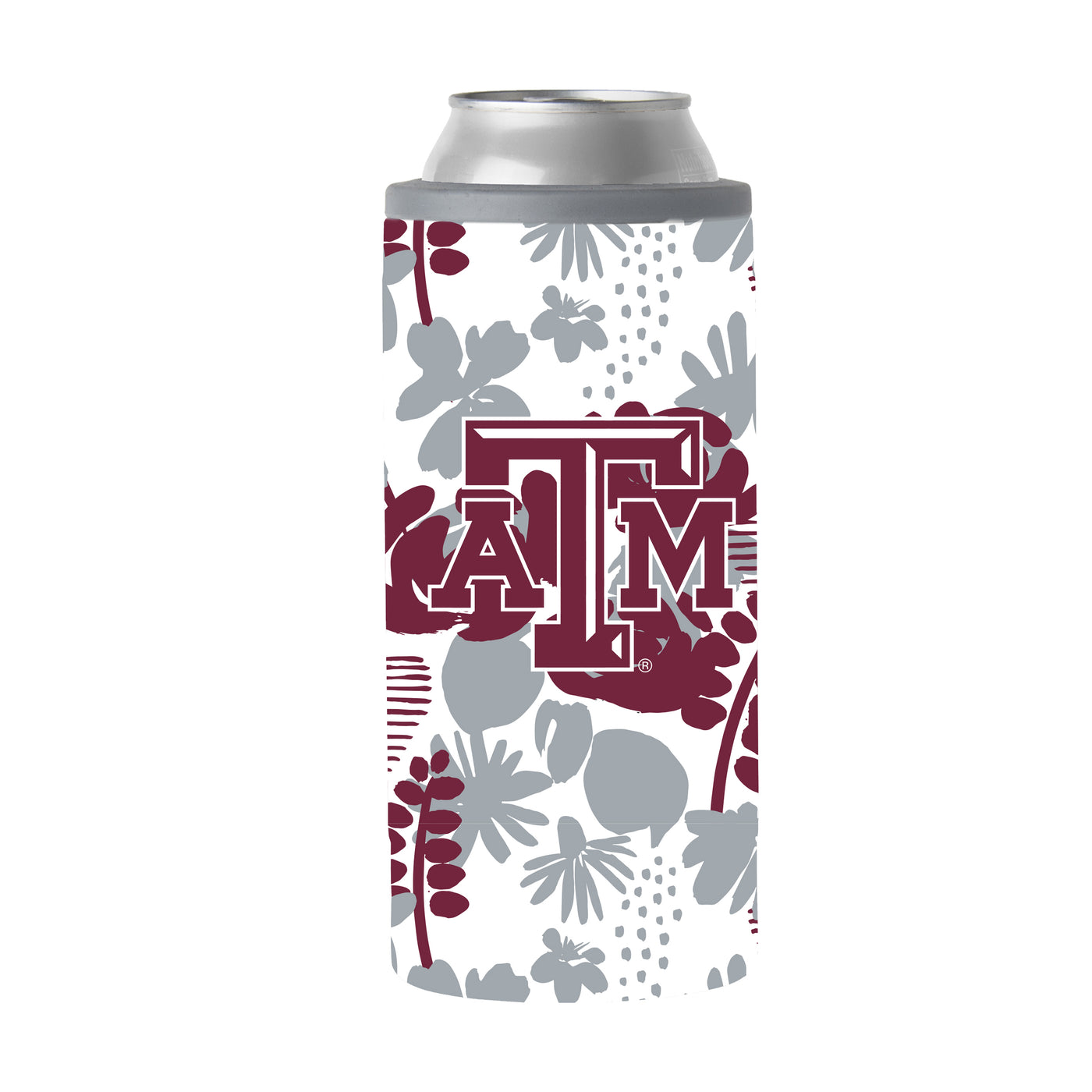 Texas A&M 12oz Floral Slim Can Coolie