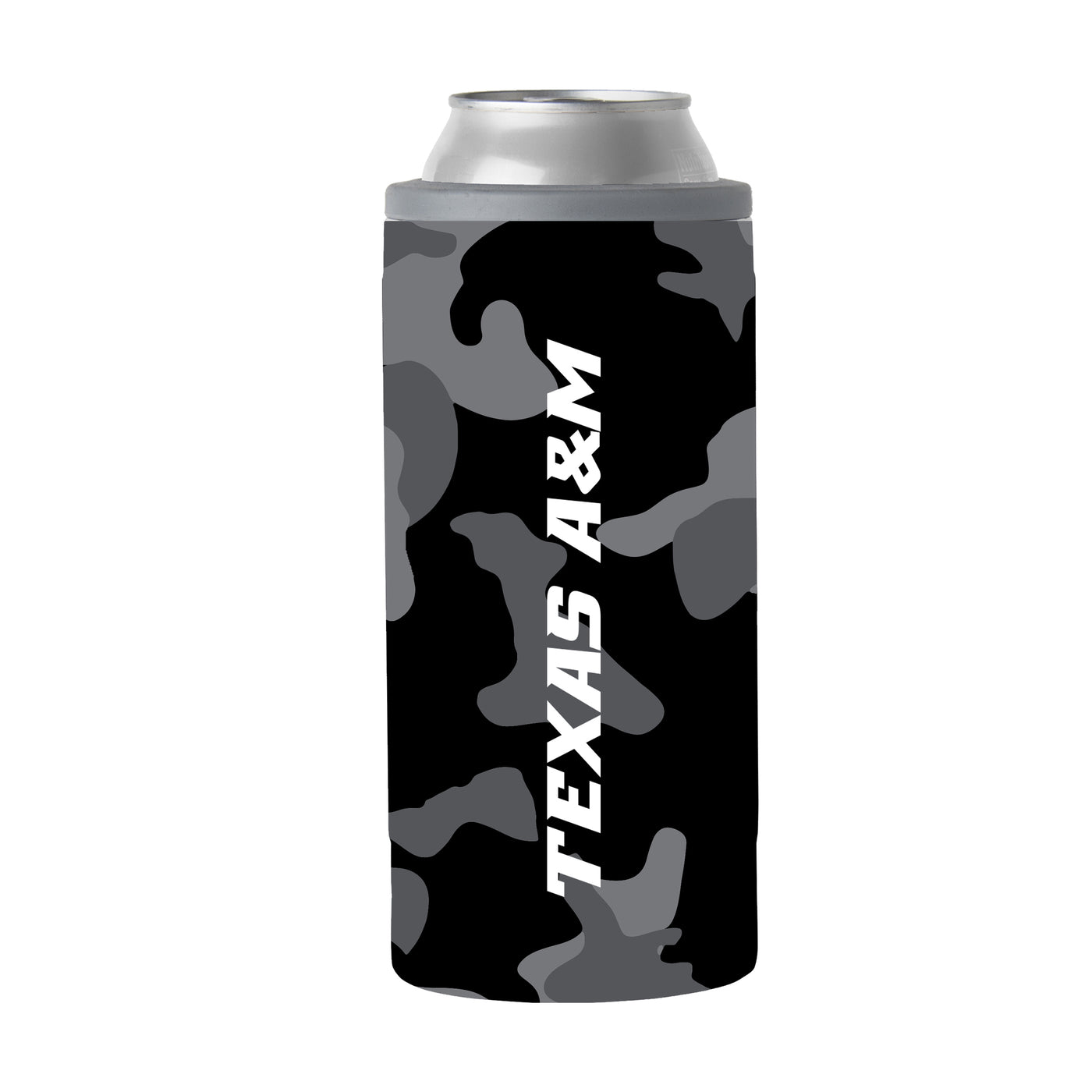 Texas A&M Black Camo 12oz Slim Can Coolie