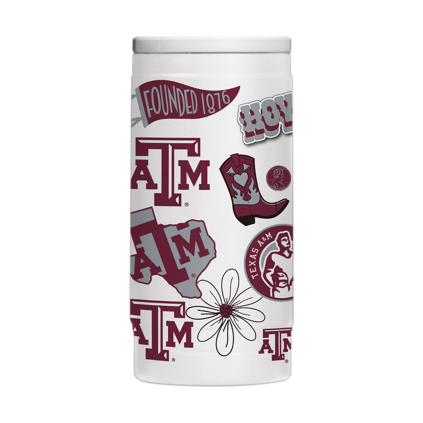 Texas A&M 12oz Native Powder Coat Slim Can Coolie