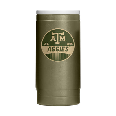 Texas A&M  Badge Powder Coat Slim Can Coolie