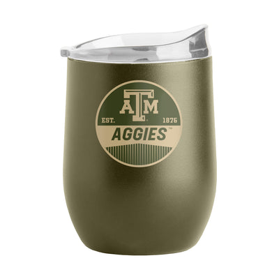 Texas A&M 16oz Badge Powder Coat Curved Beverage - Logo Brands