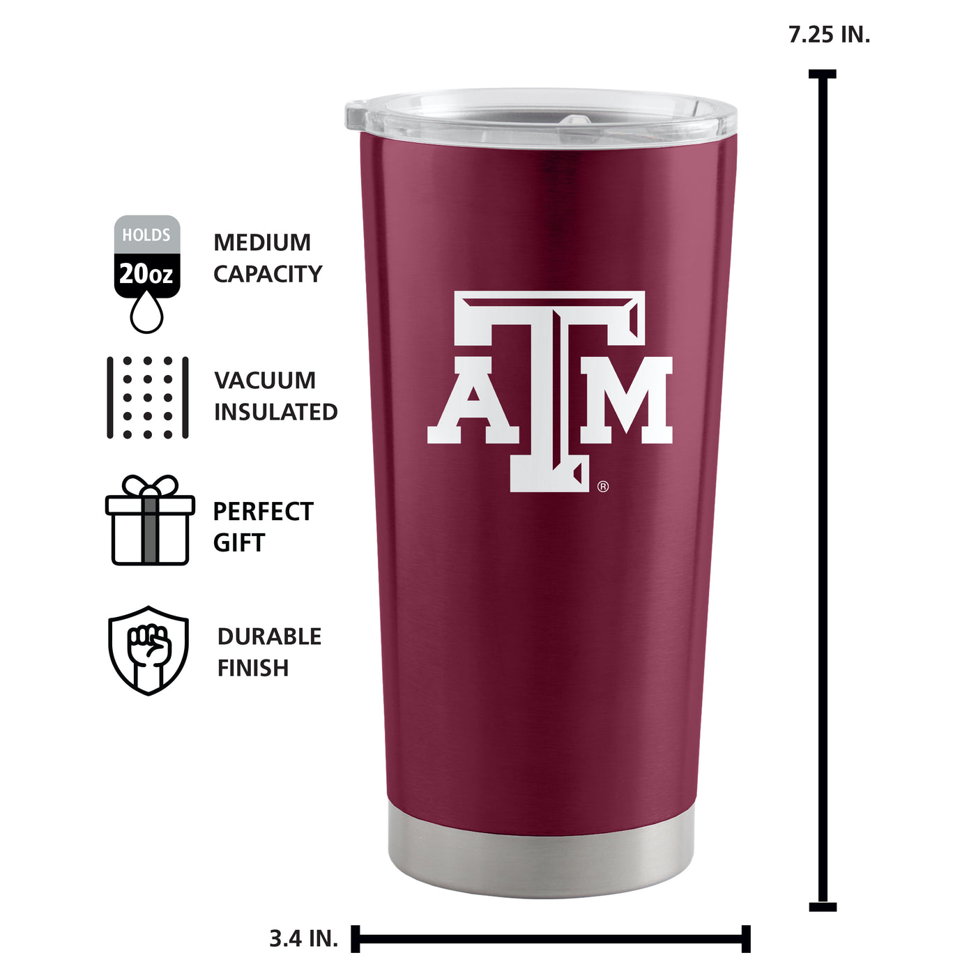Texas A&M 20oz Gameday Stainless Steel Tumbler - Logo Brands