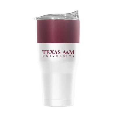 TX A&M 30oz Colorblock White Powder Coat Tumbler