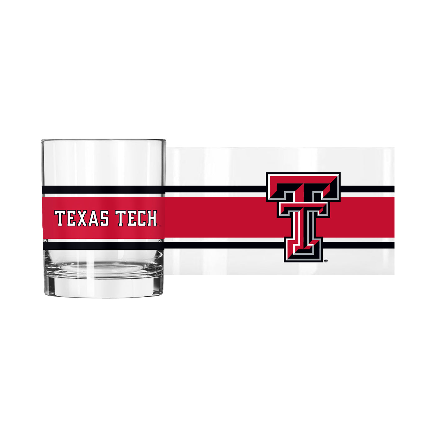 Texas Tech 14oz Stripe Rocks Glass