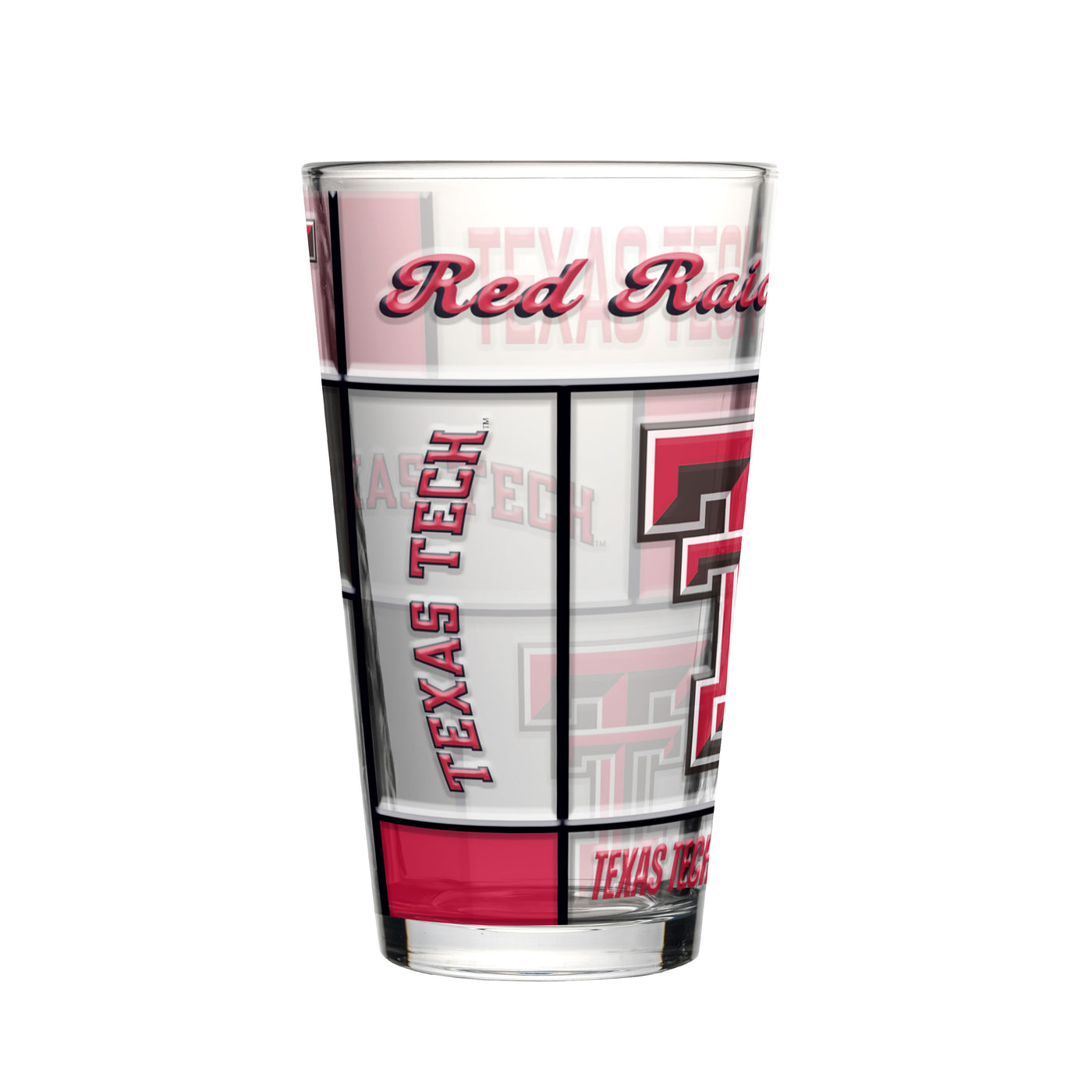 Texas Tech 16oz Quilted Stained Pint Glass