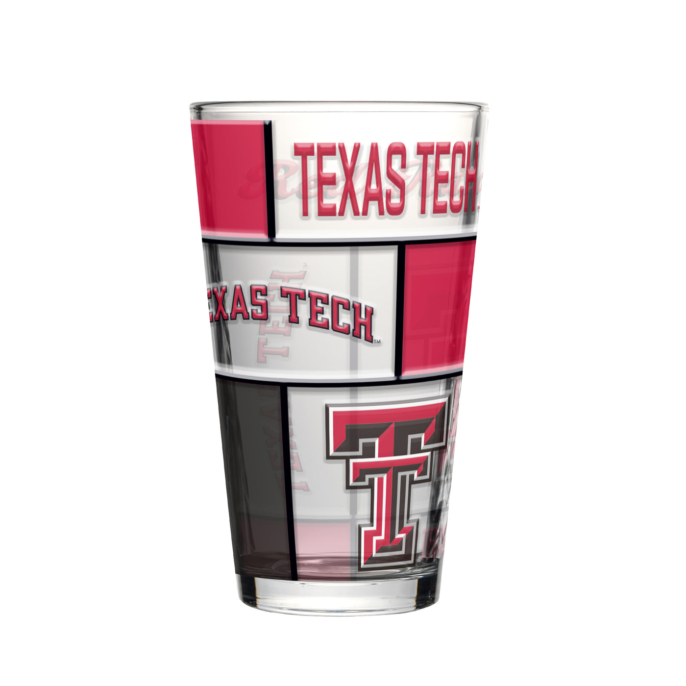 Texas Tech 16oz Quilted Stained Pint Glass