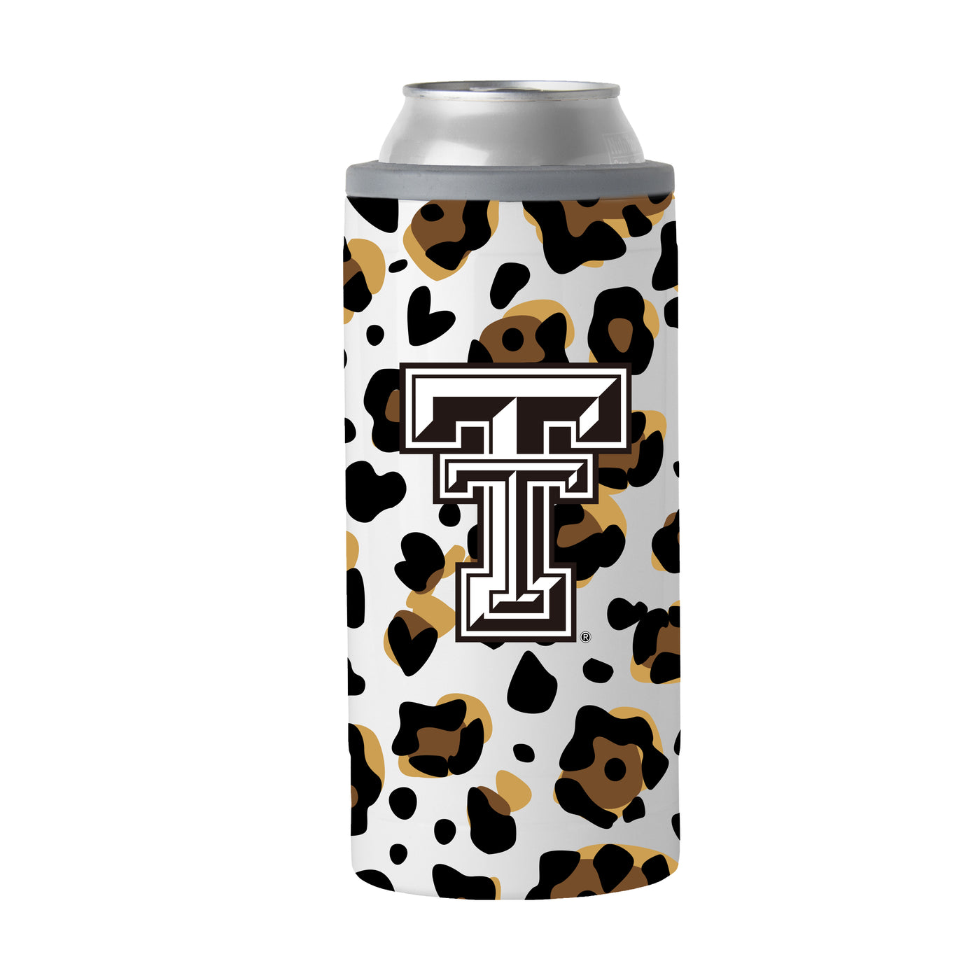 Texas Tech 12oz Neutral Leopard Slim Can Coolie