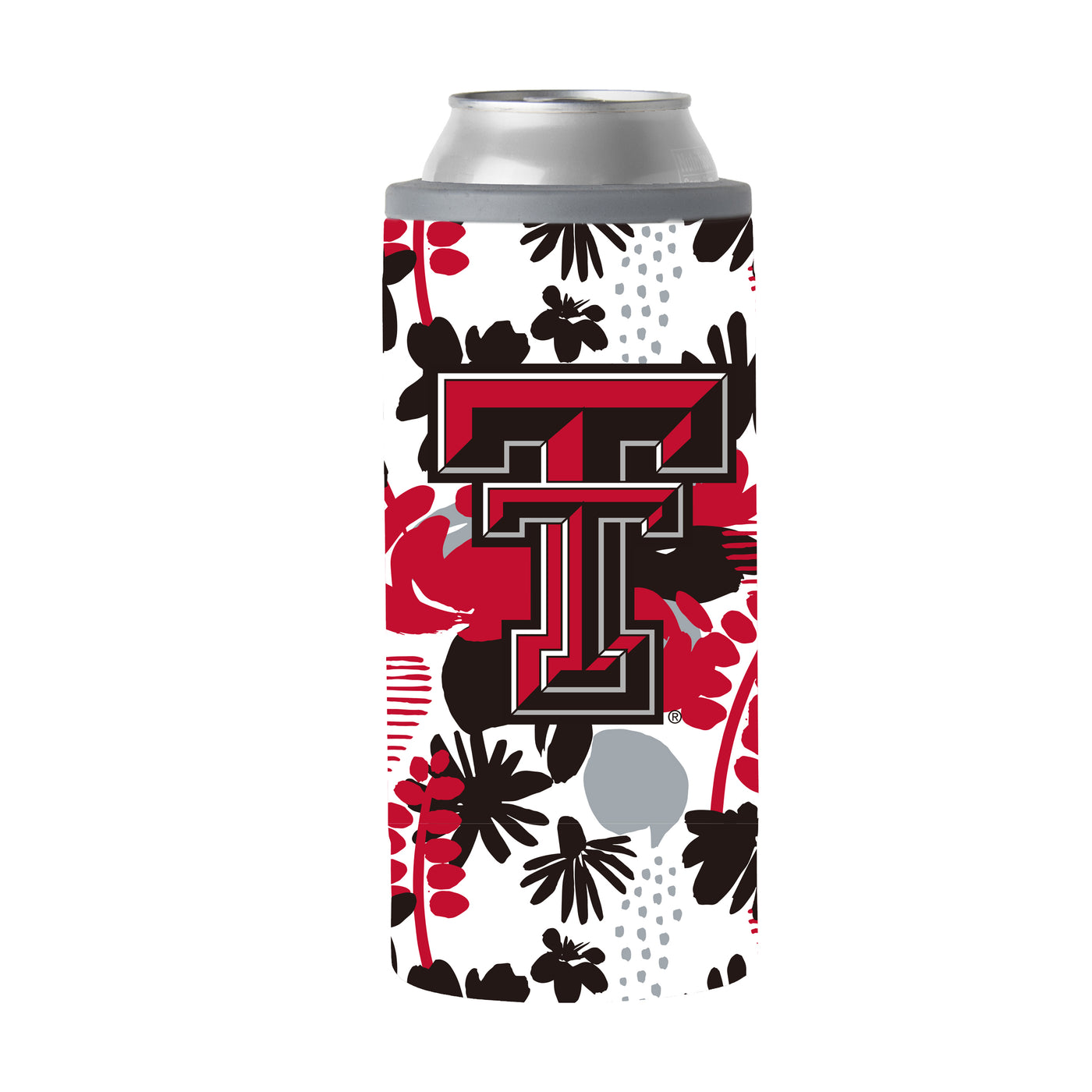 Texas Tech 12oz Floral Slim Can Coolie