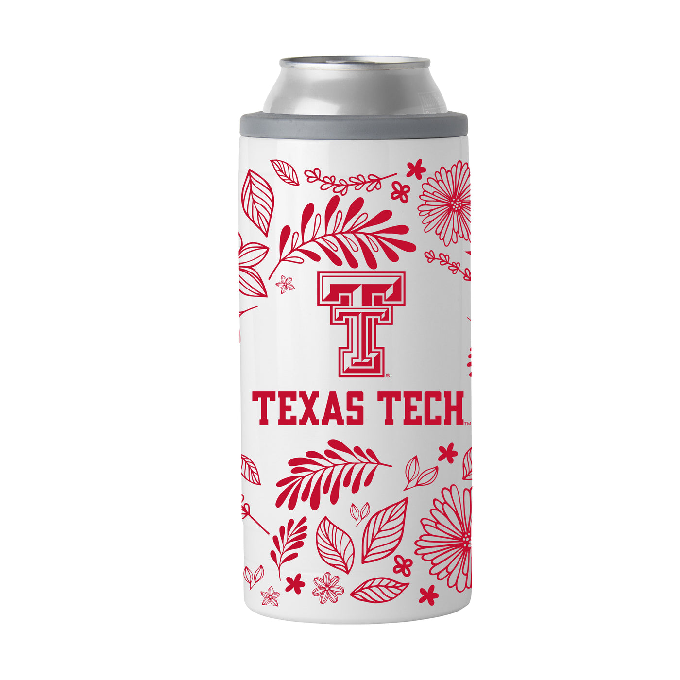 Texas Tech 12oz Botanical Slim Can Coolie