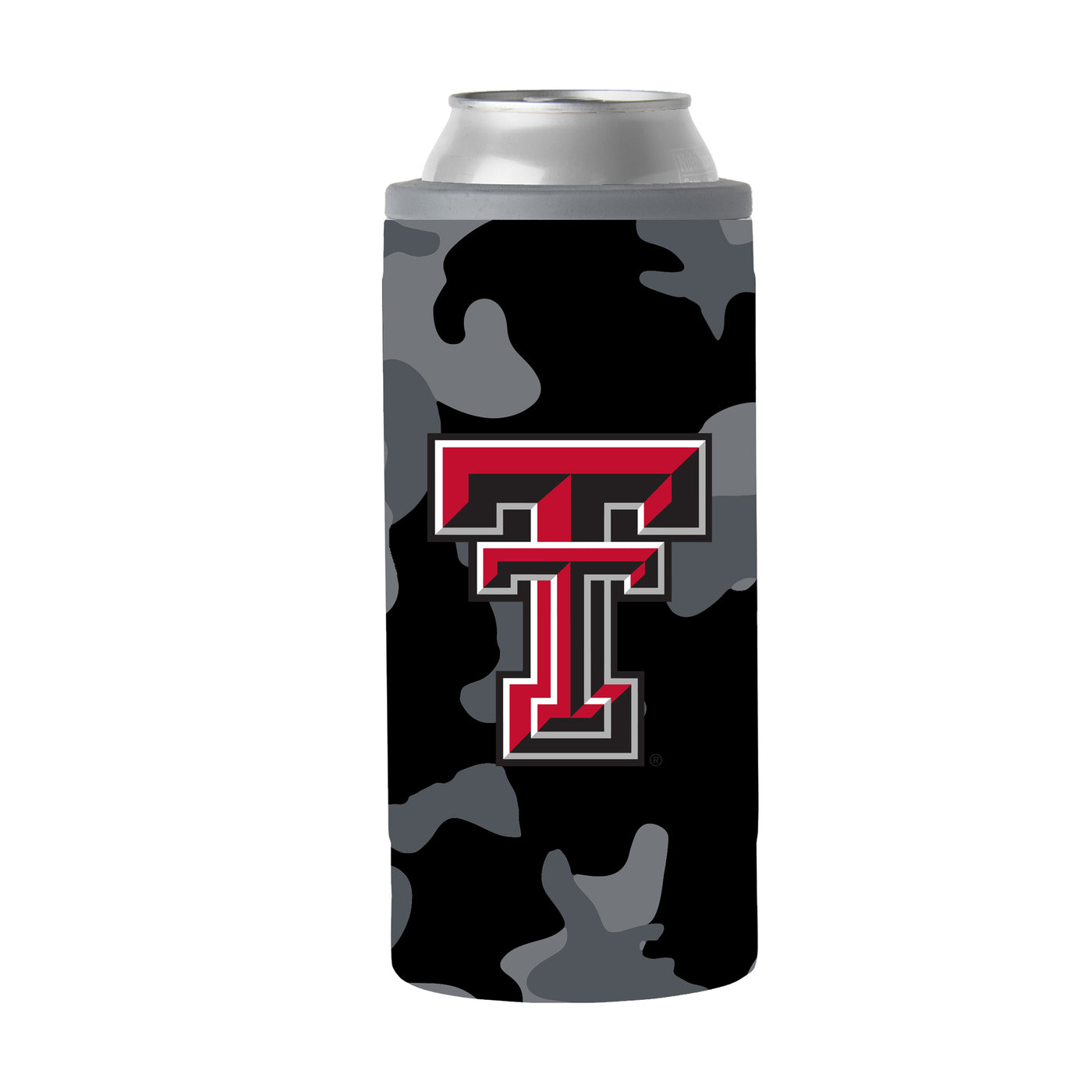 TX Tech Black Camo 12oz Slim Can Coolie