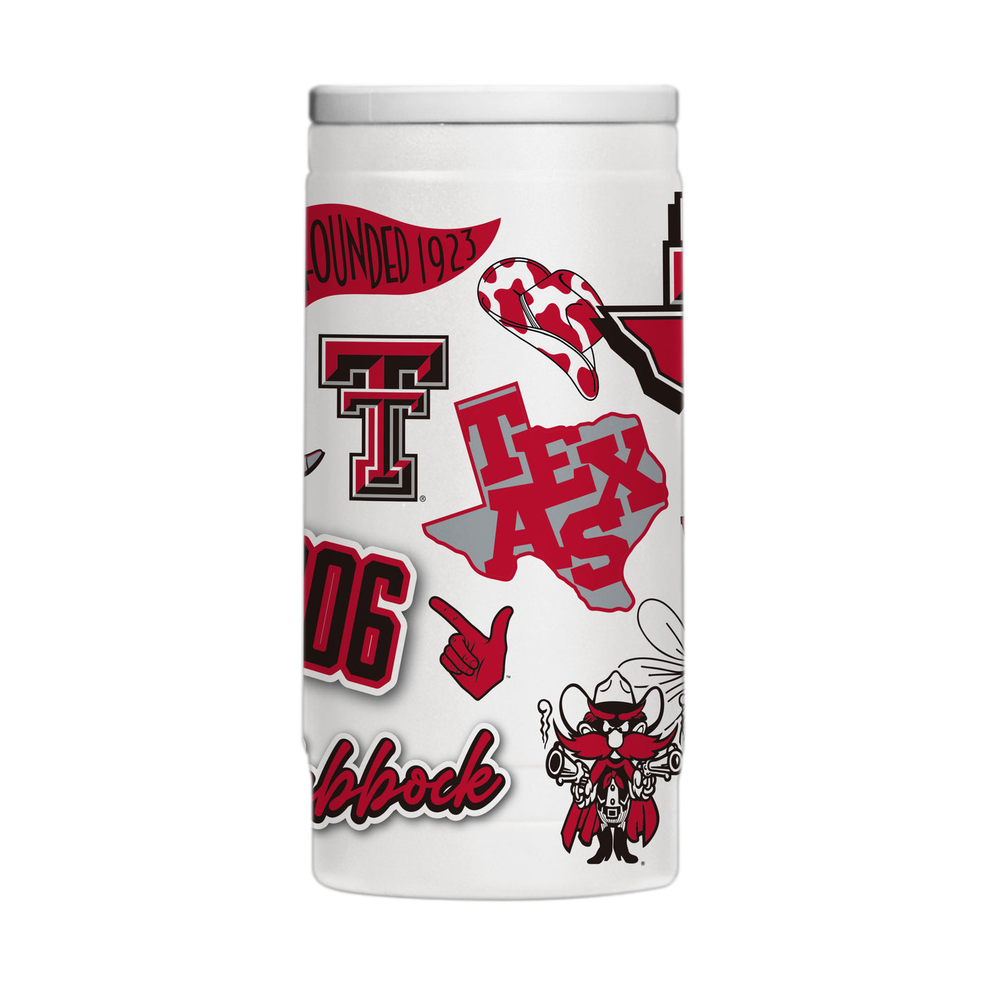 Texas Tech 12oz Native Powder Coat Slim Can Coolie