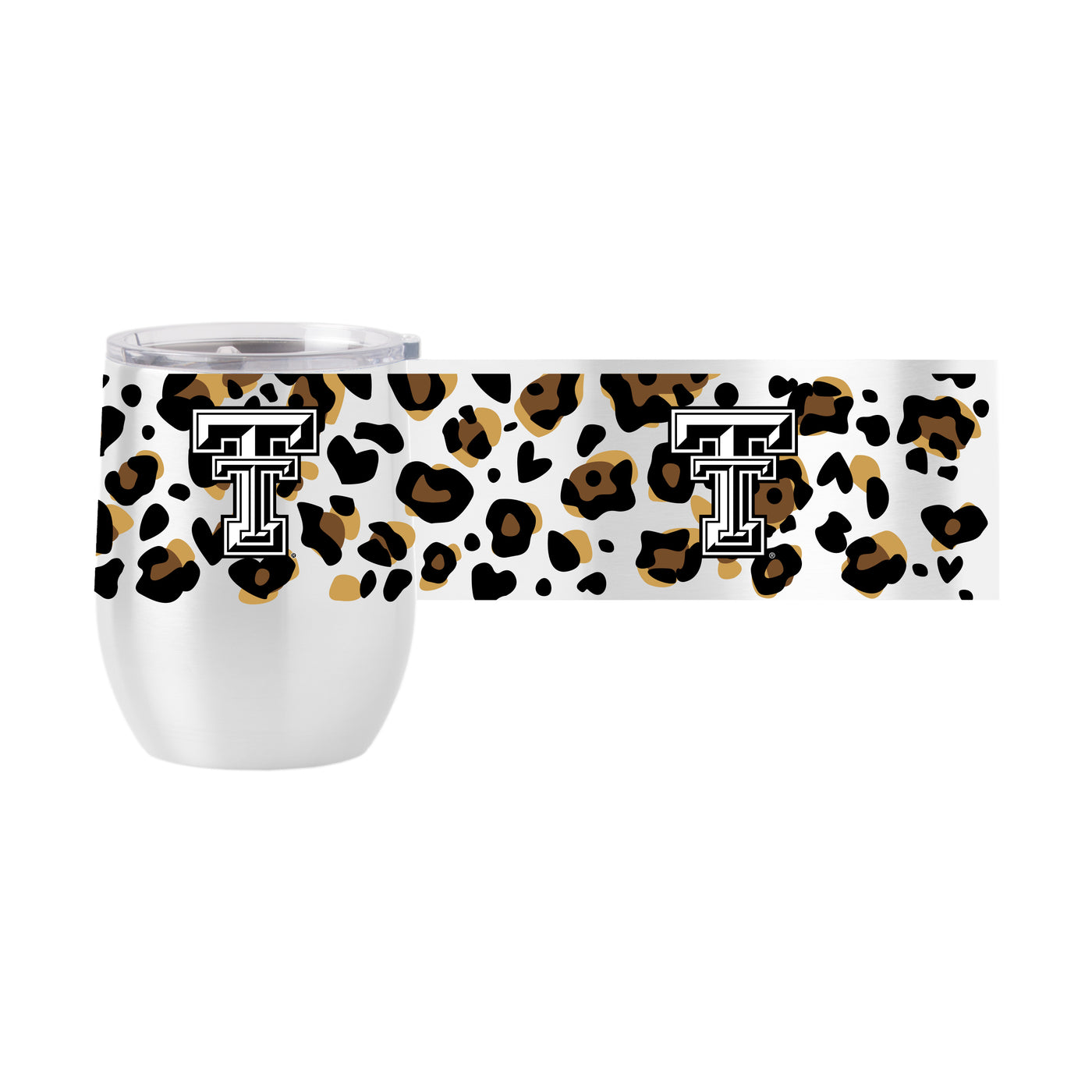 Texas Tech 16oz Neutral Leopard Stainless Curved Beverage