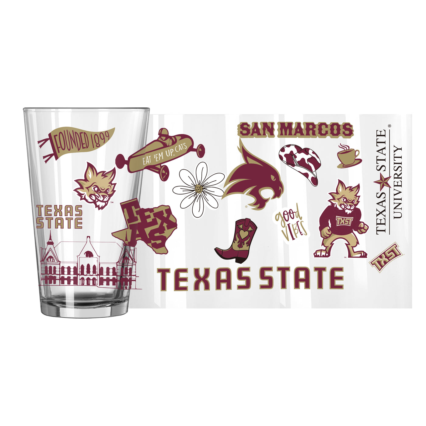 Texas State 16oz Native Pint Glass