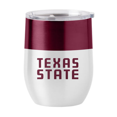 TX State Colorblock 16oz Stainless Curved Beverage