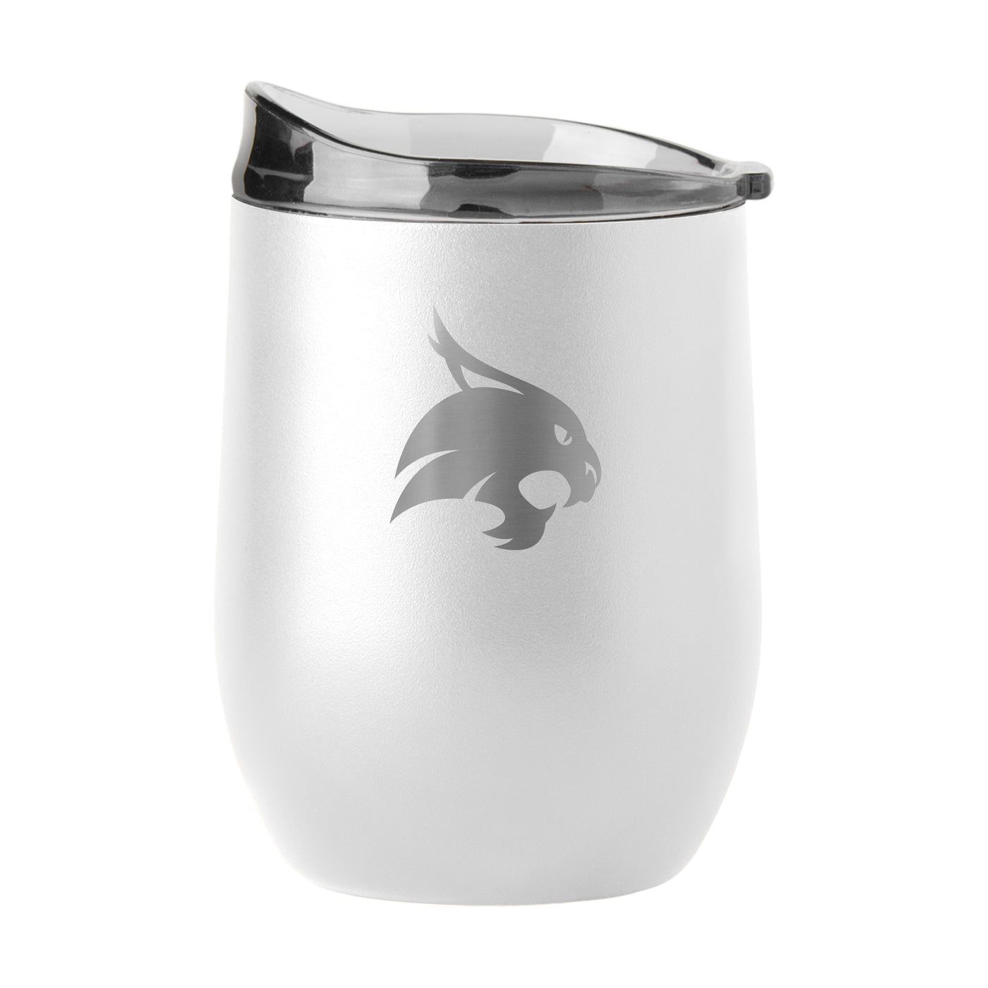 Texas State - San Marcos GunMetal 16oz White Powder Coat Curved Beverage