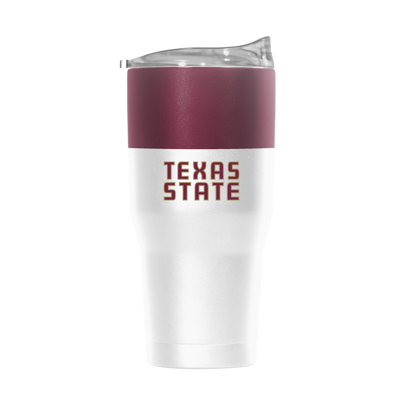 TX State 30oz Colorblock White Powder Coat Tumbler