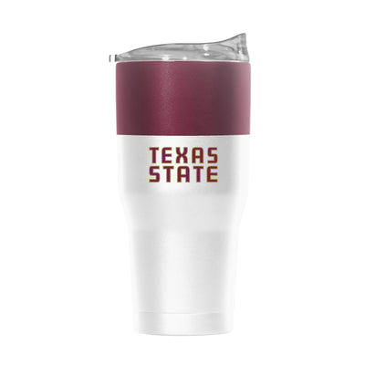 TX State 30oz Colorblock White Powder Coat Tumbler
