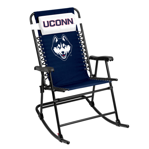 UConn Bungee Rocker furniture by Logo Brands, featuring a comfortable, ergonomic design with a sturdy frame and bungee cord seating.