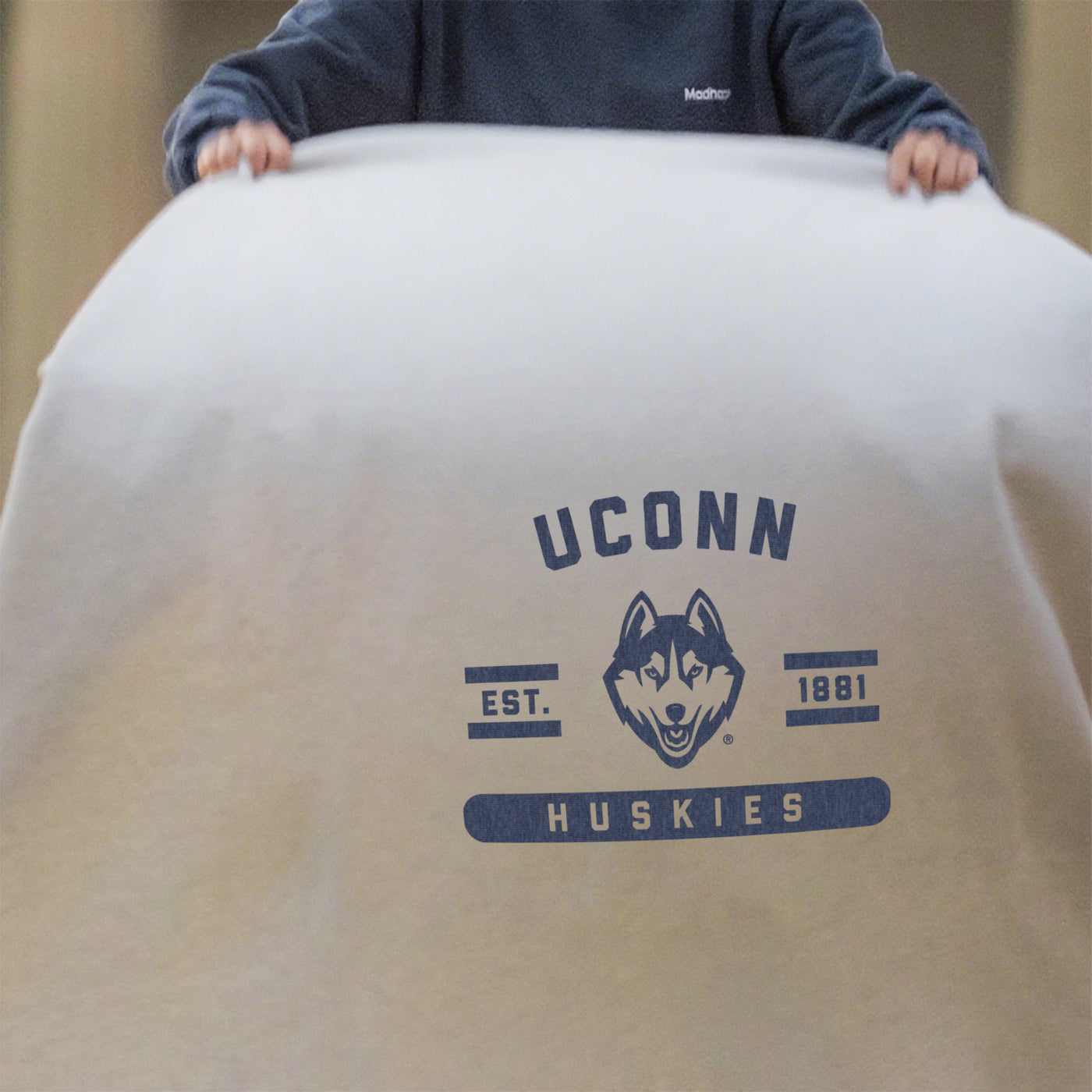UConn Oatmeal Sweatshirt Blanket